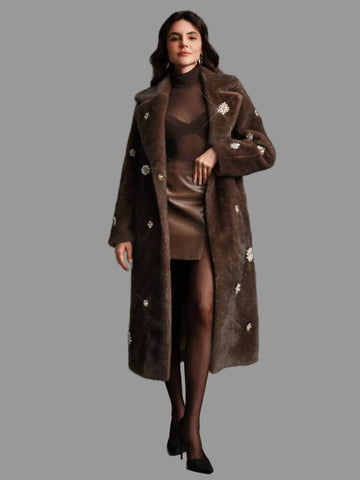 ABRIGO FAUX FUR CON BRILLANTES