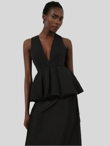 PEPLUM TOP WITH DEEP NECKLINE 3 CLOSURES