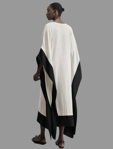 KAFTÁN LARGO BLANCO Y NEGRO