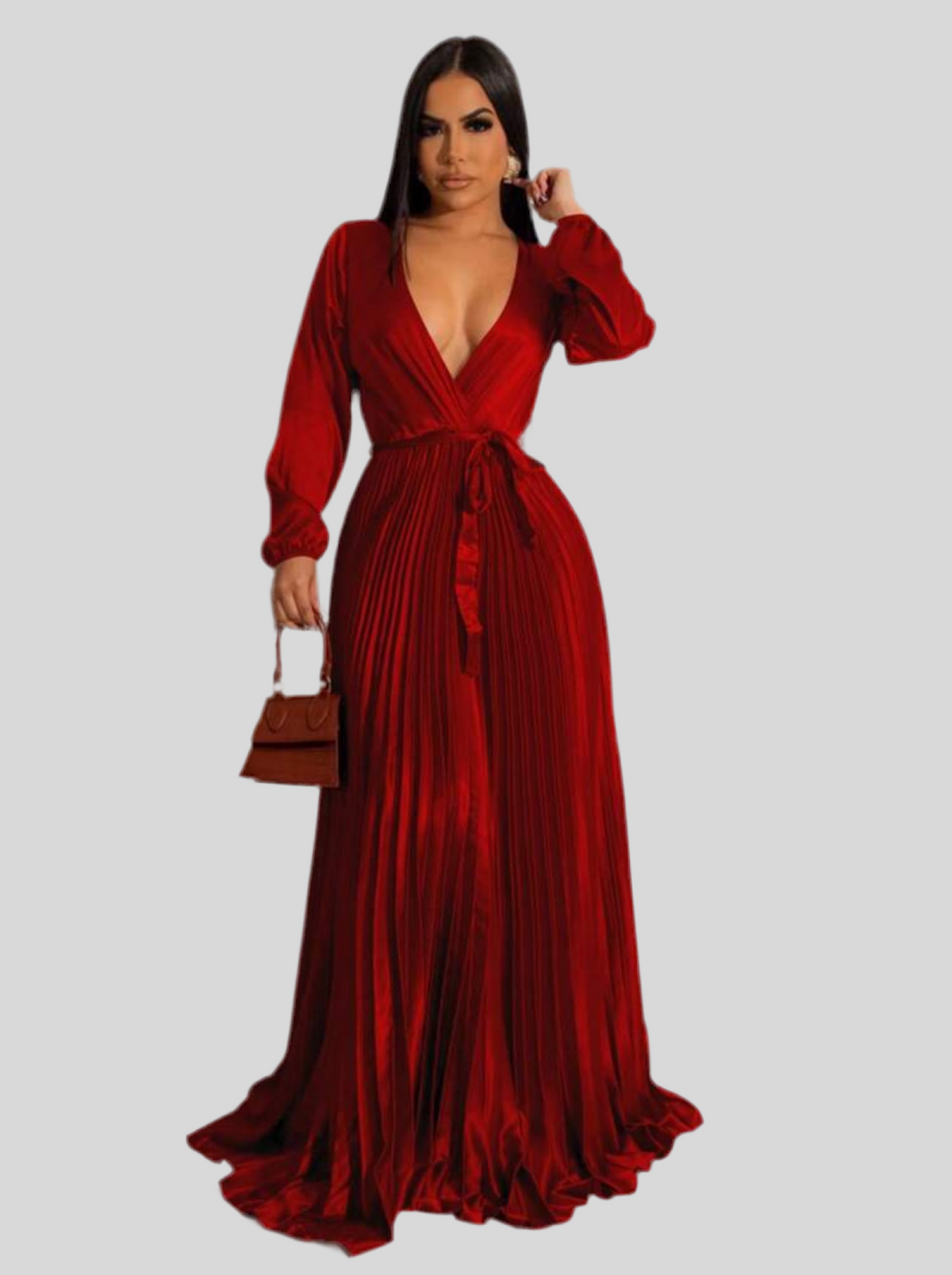 PLEATED WRAP DRESS 8 CLRS