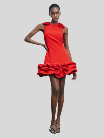 Ceremony dress with ruffled bows