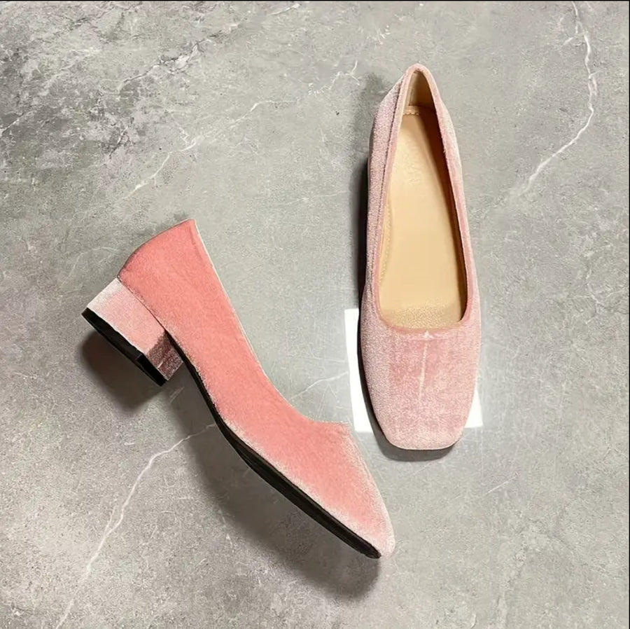 ZAPATOS DE TERCIOPELO DE TACÓN BAJO 9 CLRS