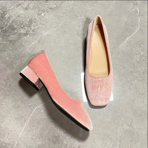 ZAPATOS DE TERCIOPELO DE TACÓN BAJO 9 CLRS