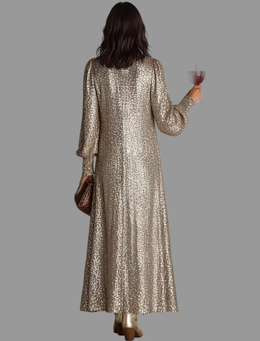 VESTIDO AMPLIO DE LENTEJUELAS CHAMPAGNE