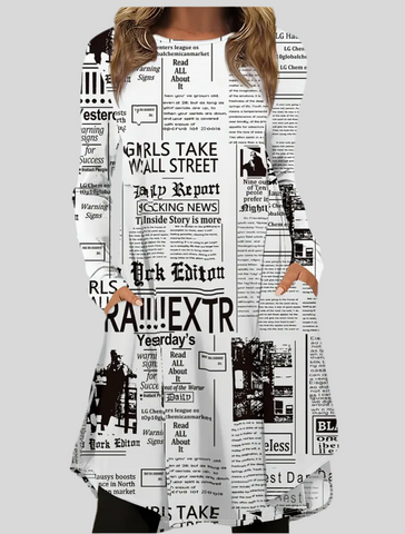 VESTIDO LINEA A DE LYCRA NEWSPAPER