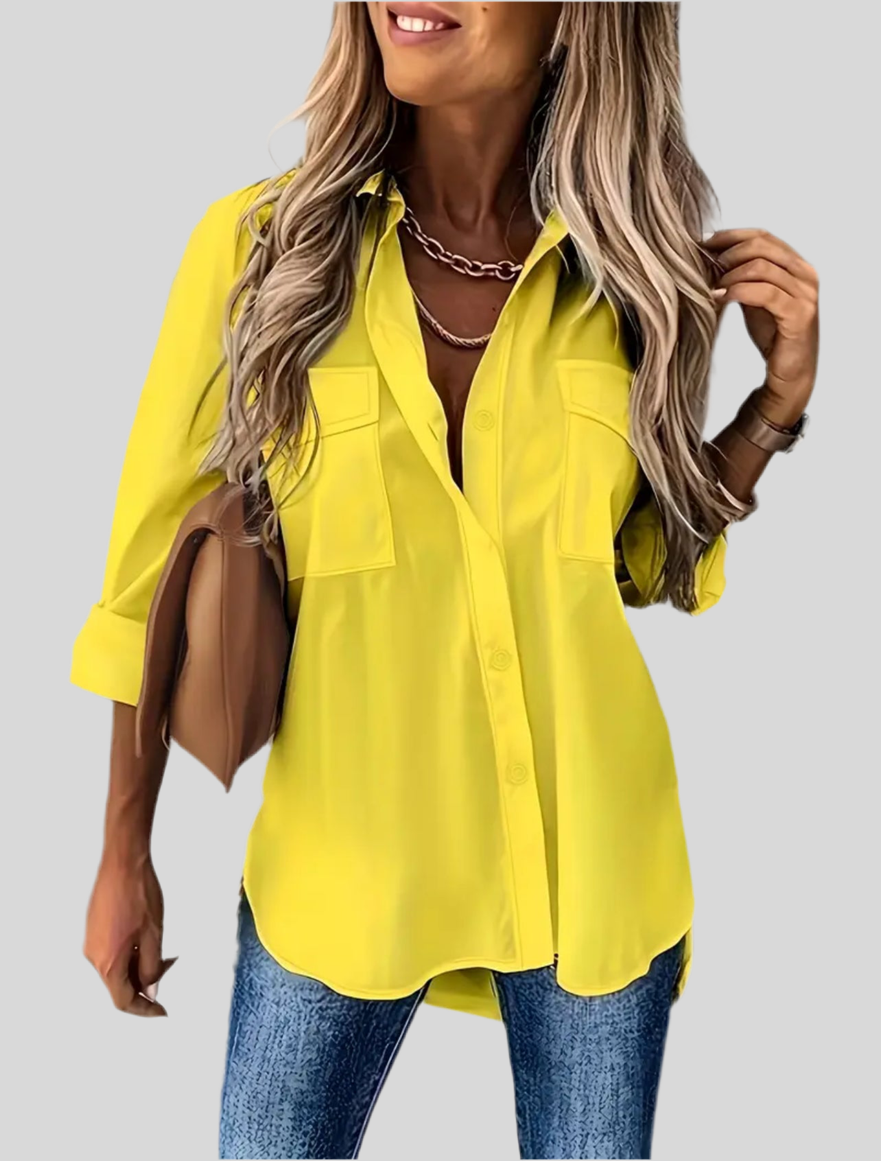 CAMISA OVERSIZE CON BOLSILLOS 6 CLRS