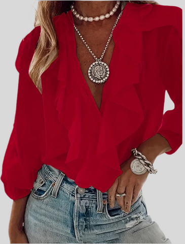 11 CLRS RUFFLED PANTLE SLEEVE SHIRT
