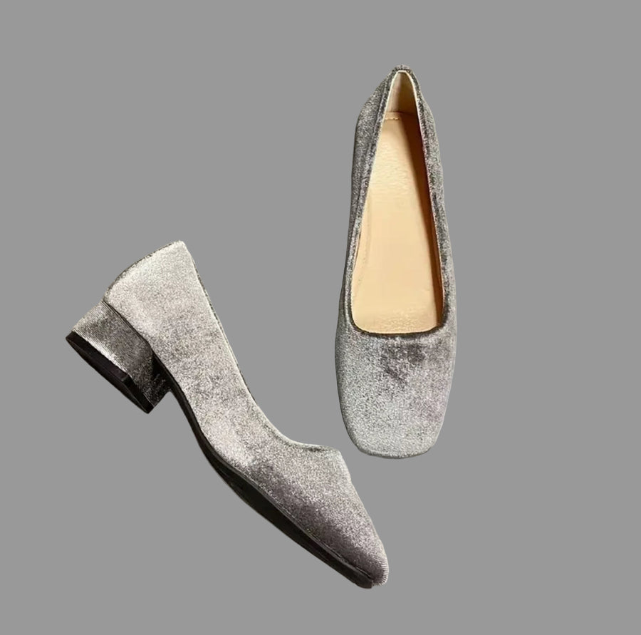 ZAPATOS DE TERCIOPELO DE TACÓN BAJO 9 CLRS