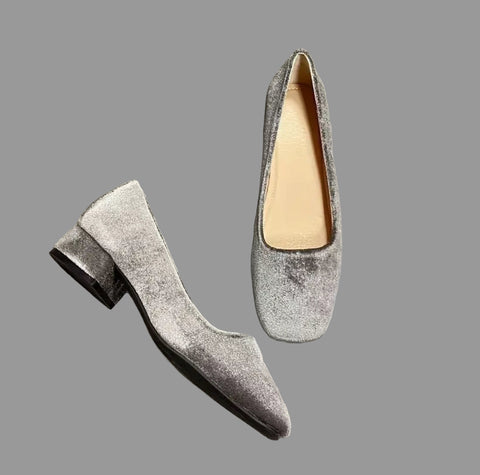 ZAPATOS DE TERCIOPELO DE TACÓN BAJO 9 CLRS