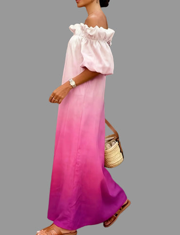 VESTIDO DEGRADEE LARGO HOMBROS 5 CLRS