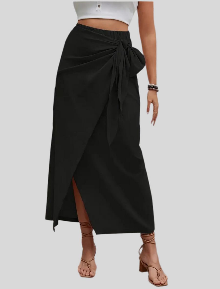 FALDA MIDI CON LAZO ATADO CADERA