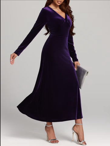 VESTIDO DE TERCIOPELO FALDA EVASÉ 3 CLRS