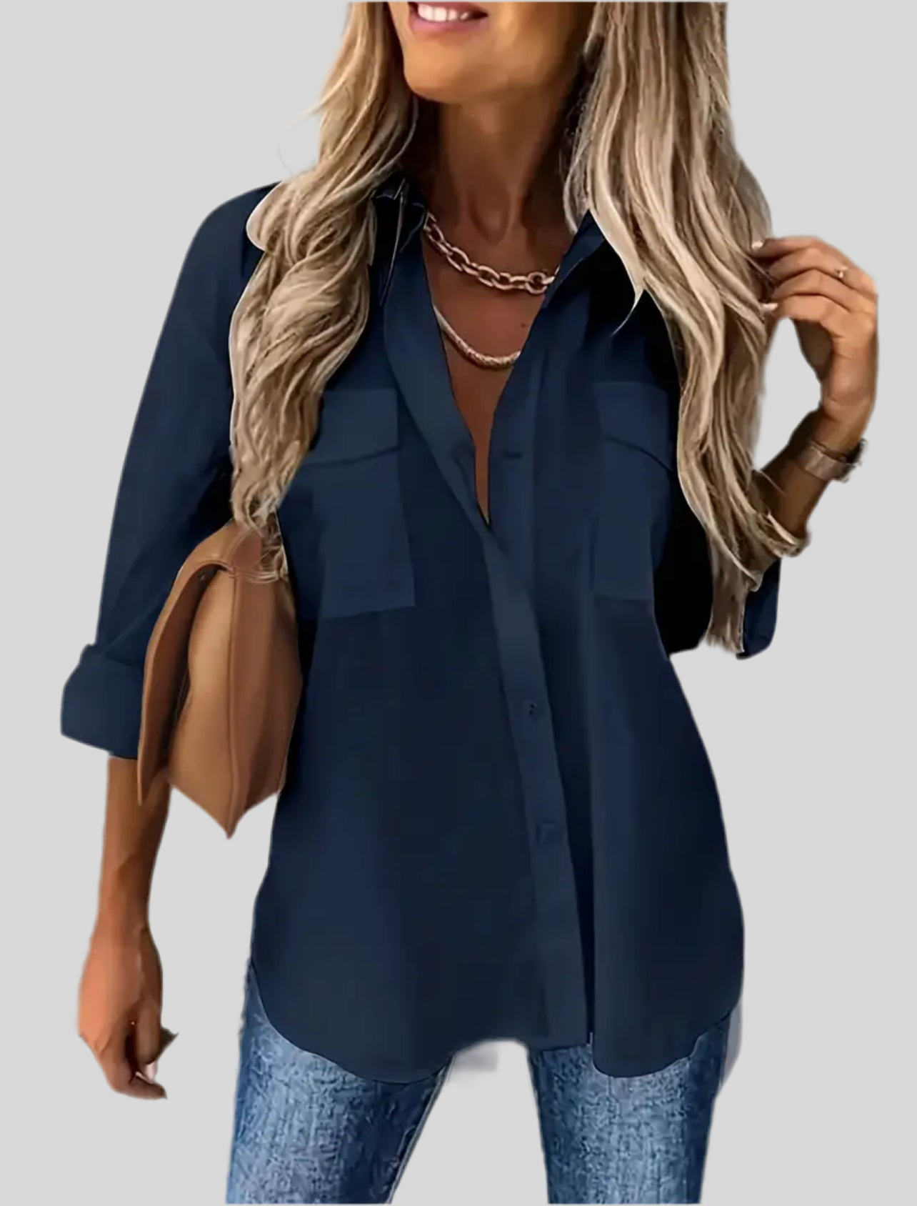 CAMISA OVERSIZE CON BOLSILLOS 6 CLRS