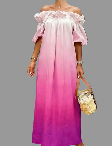 VESTIDO DEGRADEE LARGO HOMBROS 5 CLRS