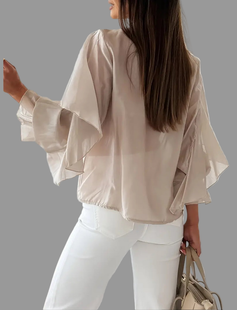 CAMISA DE VOLANTES ESCOTE EN UVE 3 CLRS