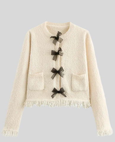 CONJUNTO DE CHAQUETA Y FALDA CORTA CON LAZOS