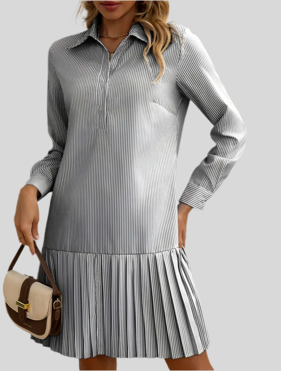 VESTIDO CAMISERO VOLANTE PLISADO 5 CLRS
