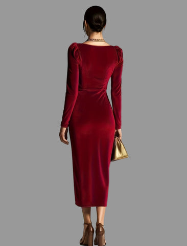 VESTIDO TERCIOPELO DRAPEADO 3 CLRS