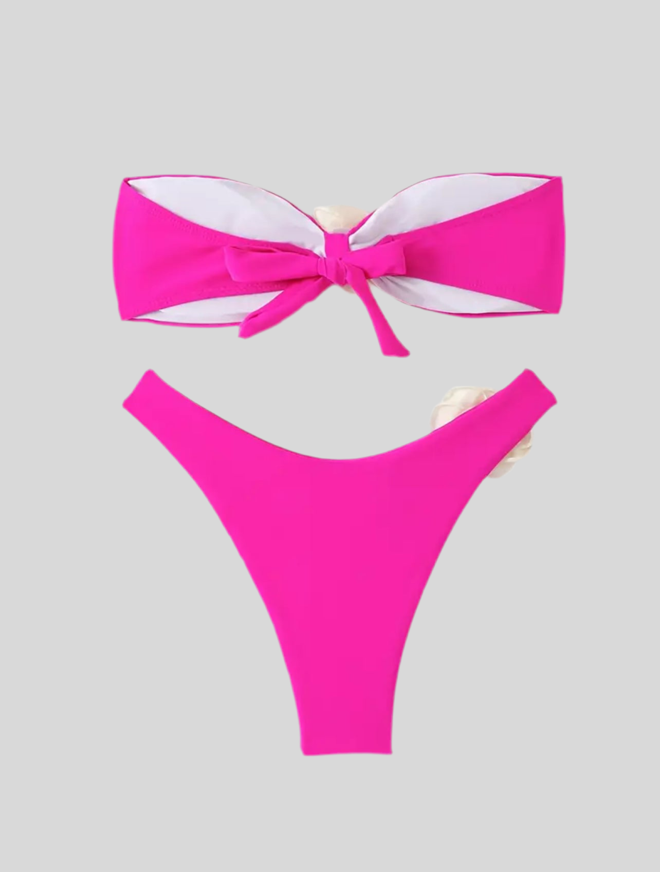 BIKINI BANDEAU ATADO CON FLOR 3 CLRS