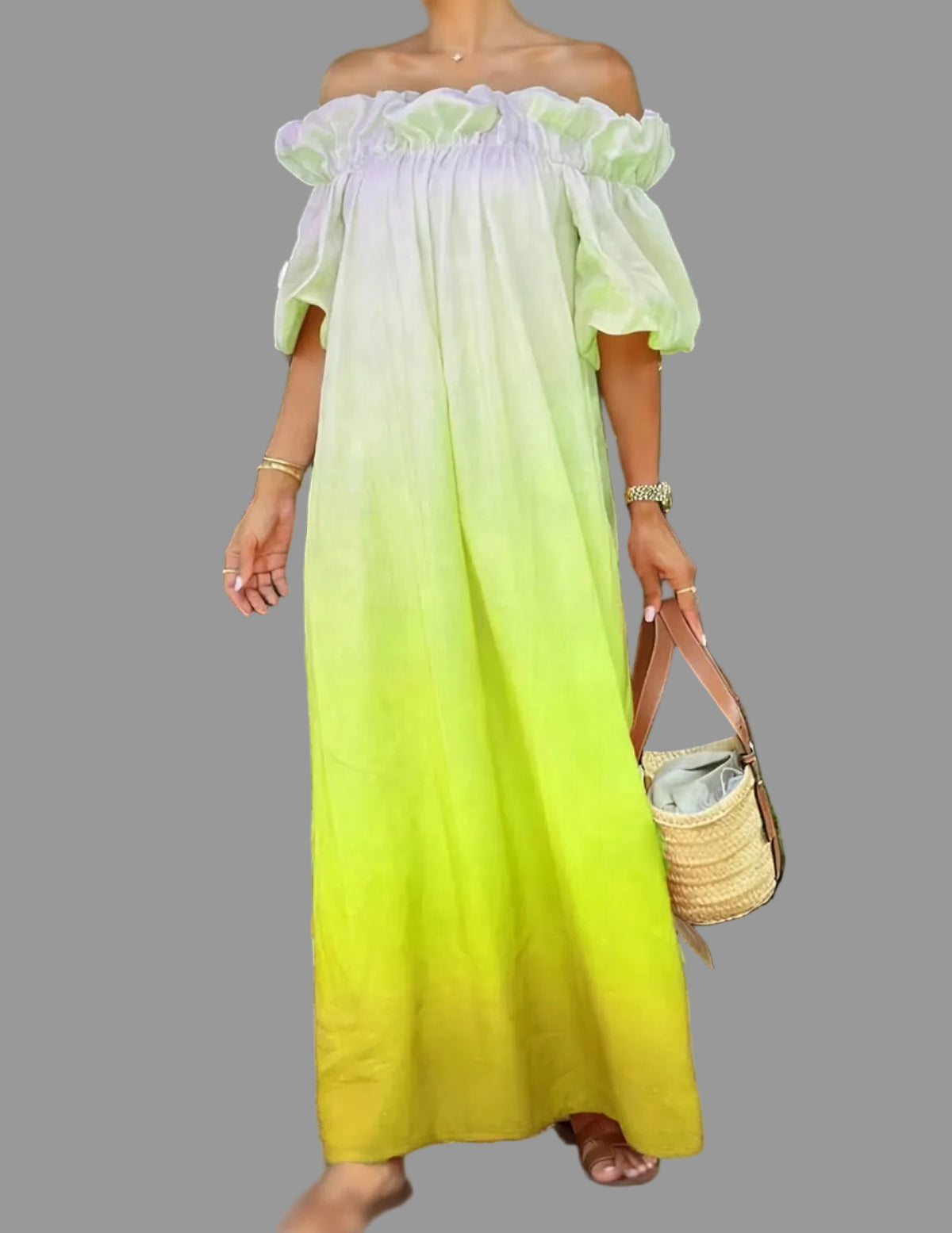 VESTIDO DEGRADEE LARGO HOMBROS 5 CLRS