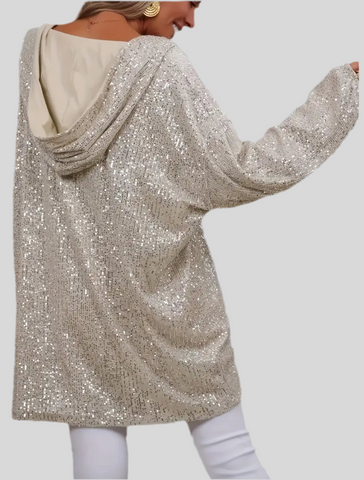 SUDADERA CON LENTEJUELAS Y CAPUCHA