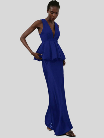 PEPLUM TOP WITH DEEP NECKLINE 3 CLOSURES