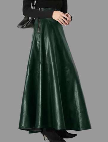 FALDA LARGA DE CUERO ECO 4 CLRS