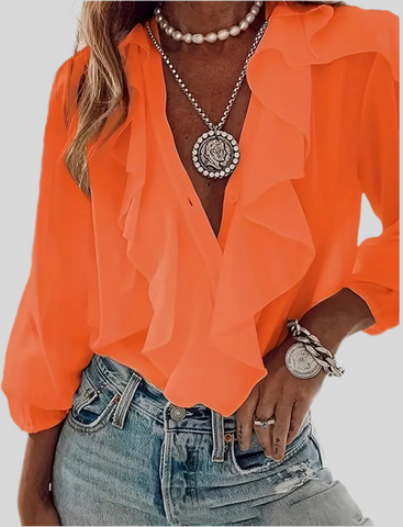 11 CLRS RUFFLED PANTLE SLEEVE SHIRT