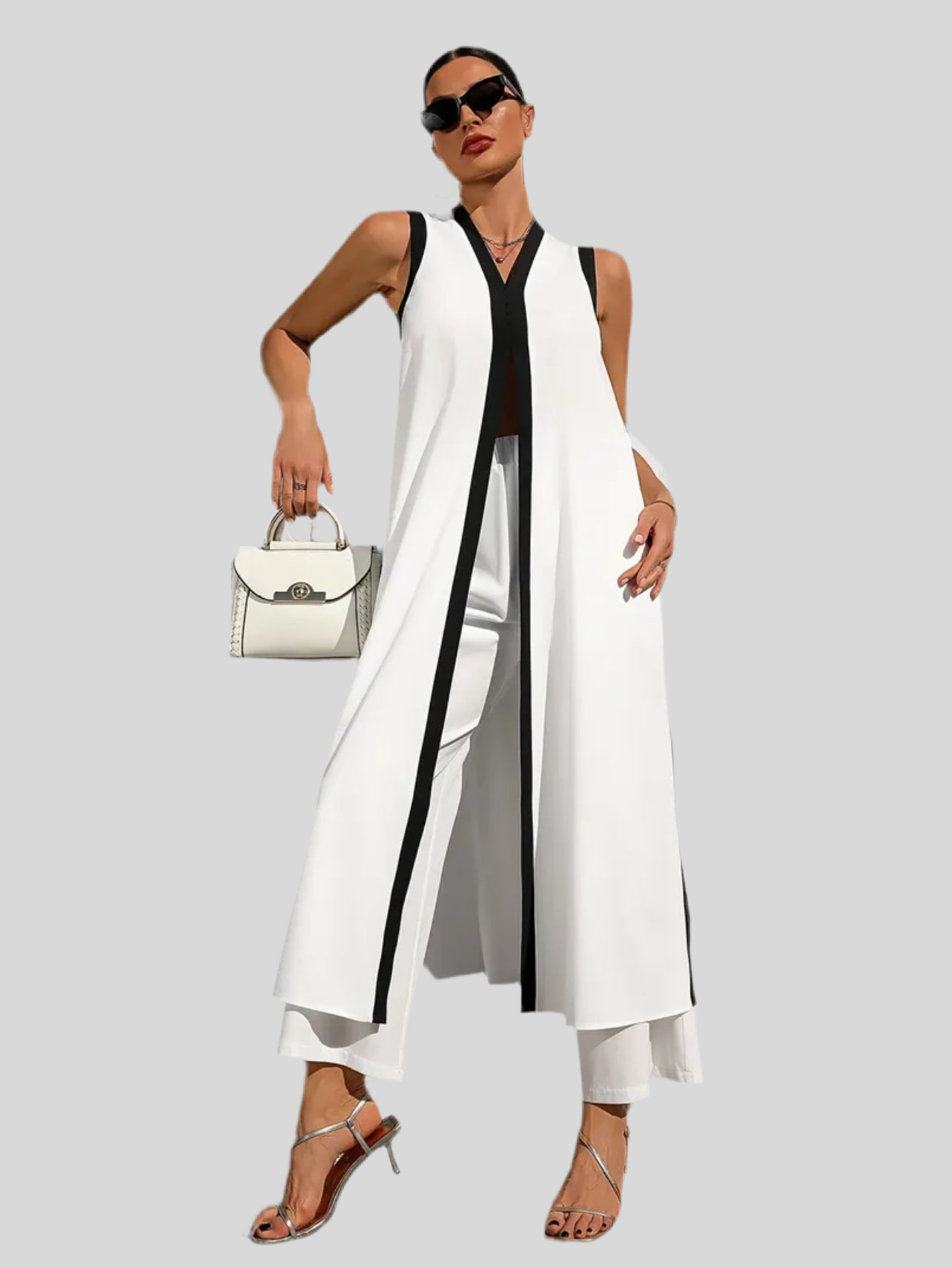 CONJUNTO DE CHALECO LARGO Y PANTALÓN