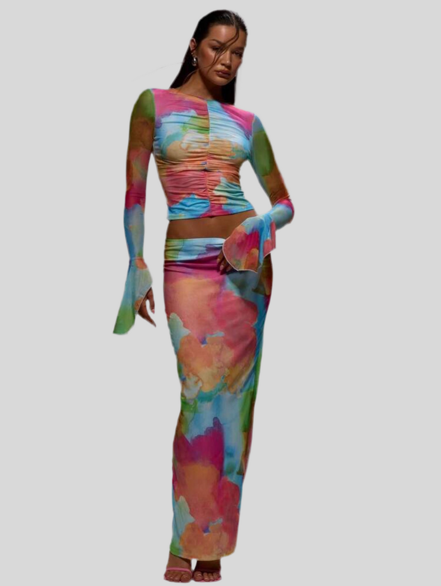CONJUNTO ELÁSTICO MULTICOLOR FRUNCIDO