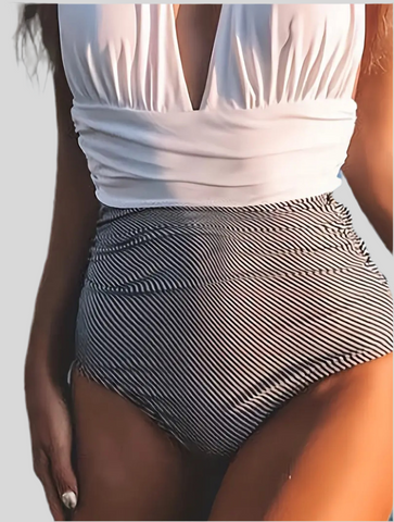 TRAJE DE BAÑO BICOLOR ATADO CUELLO
