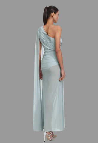 VESTIDO CELESTE ROMANA DRAPEADO