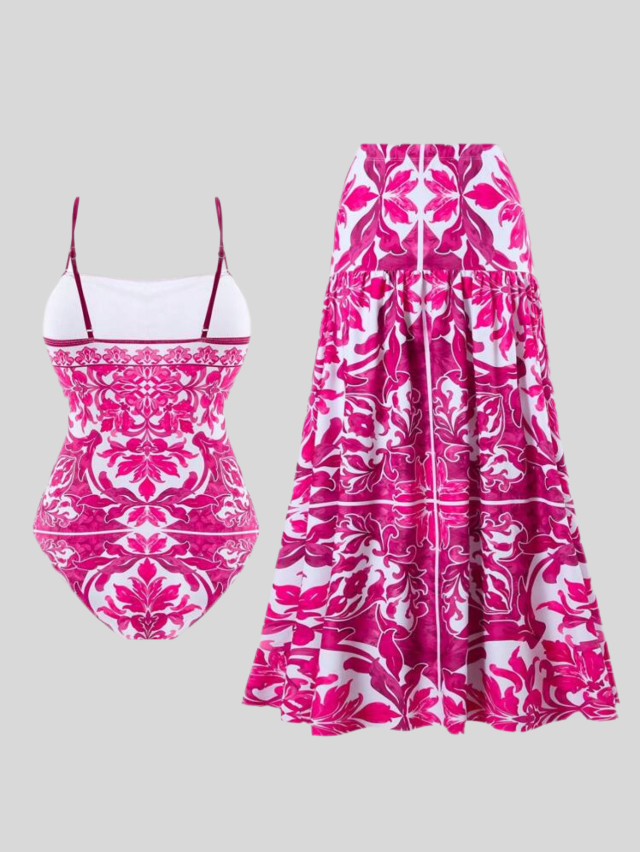 CONJUNTO DE TRAJE DE BAÑO Y FALDA
