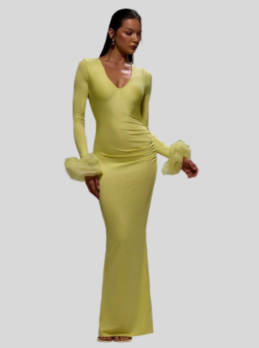 VESTIDO DE LYCRA AMARILLO ÁCIDO