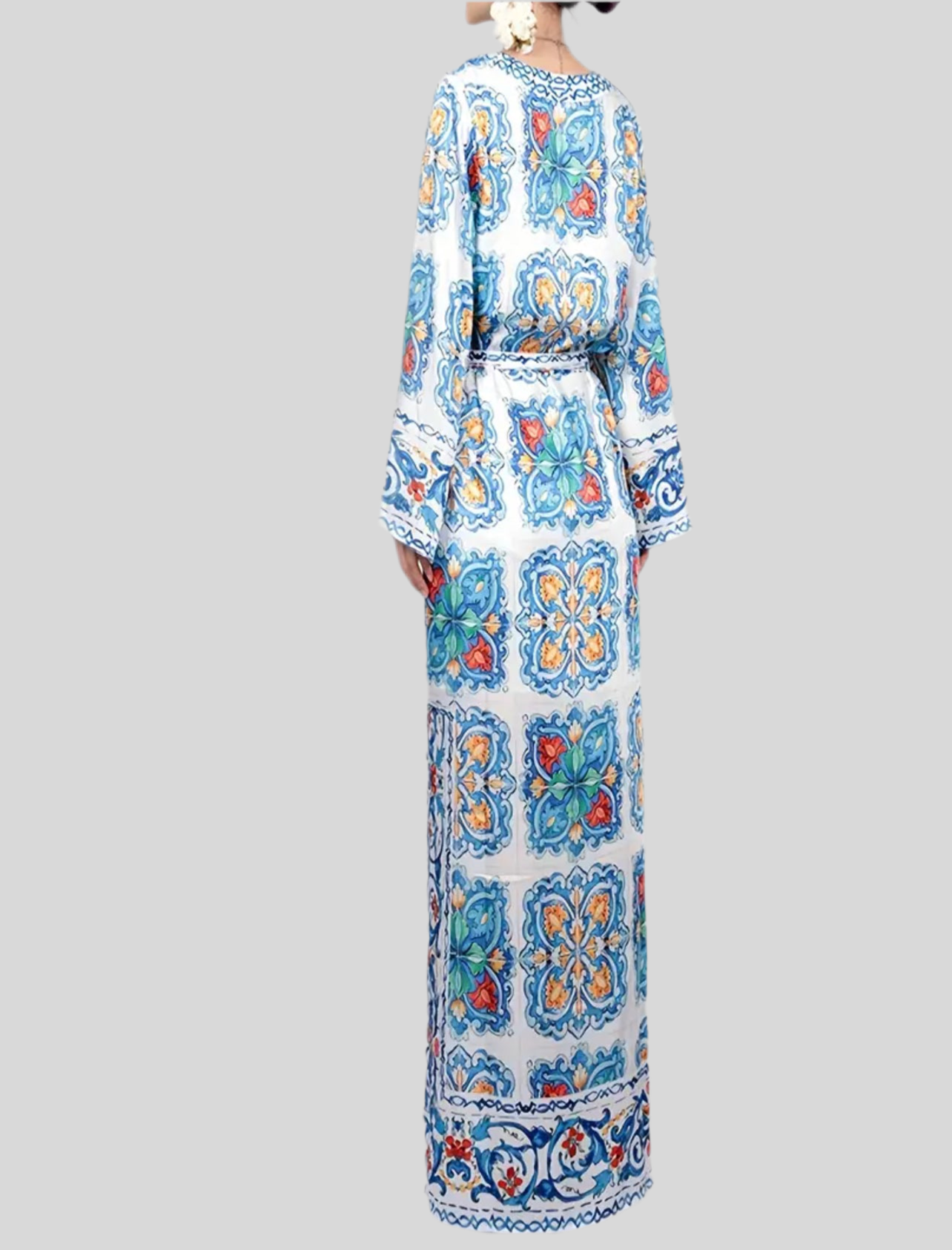 KAFTAN LARGO ESTAMPADO AZULES