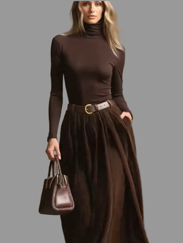 CONJUNTO DE CAMISETA Y FALDA PANA