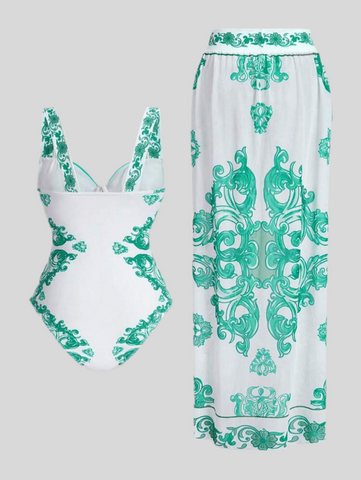 CONJUNTO TRAJE DE BAÑO Y PAREO 3 CLRS