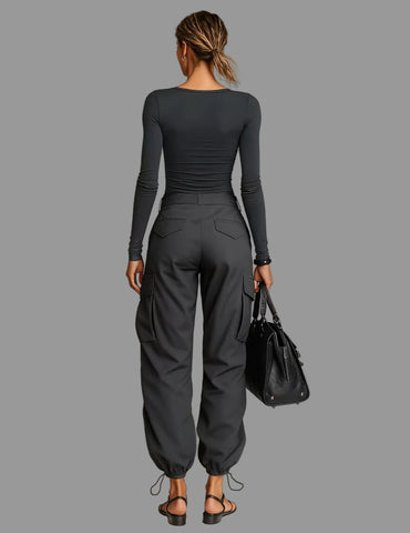 PANTALONES CARGO NEGRO LONETA