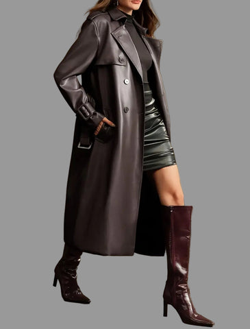 ABRIGO DE CUERO ECOPIEL CON 2 CLRS