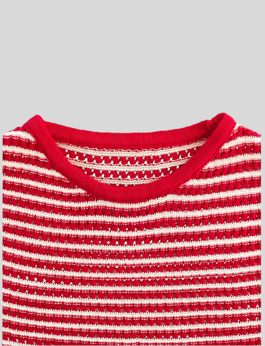 VESTIDO MINI DE PUNTO RAYAS ROJAS