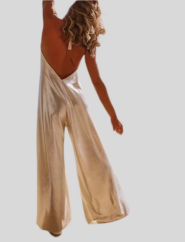 MONO AMPLIO METALIZADO CON ESCOTE HALTER