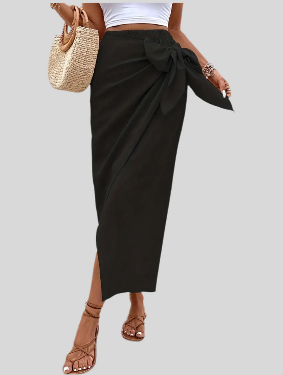 FALDA MIDI CON LAZO ATADO CADERA