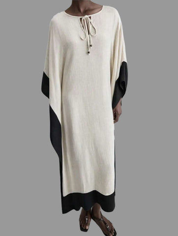 KAFTÁN LARGO BLANCO Y NEGRO