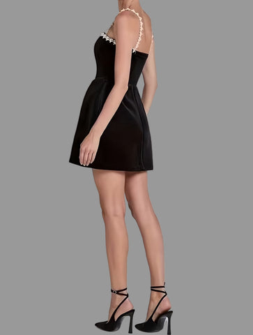 VESTIDO DE TERCIOPELO TIRANTE BRILLANTE 3 CLRS