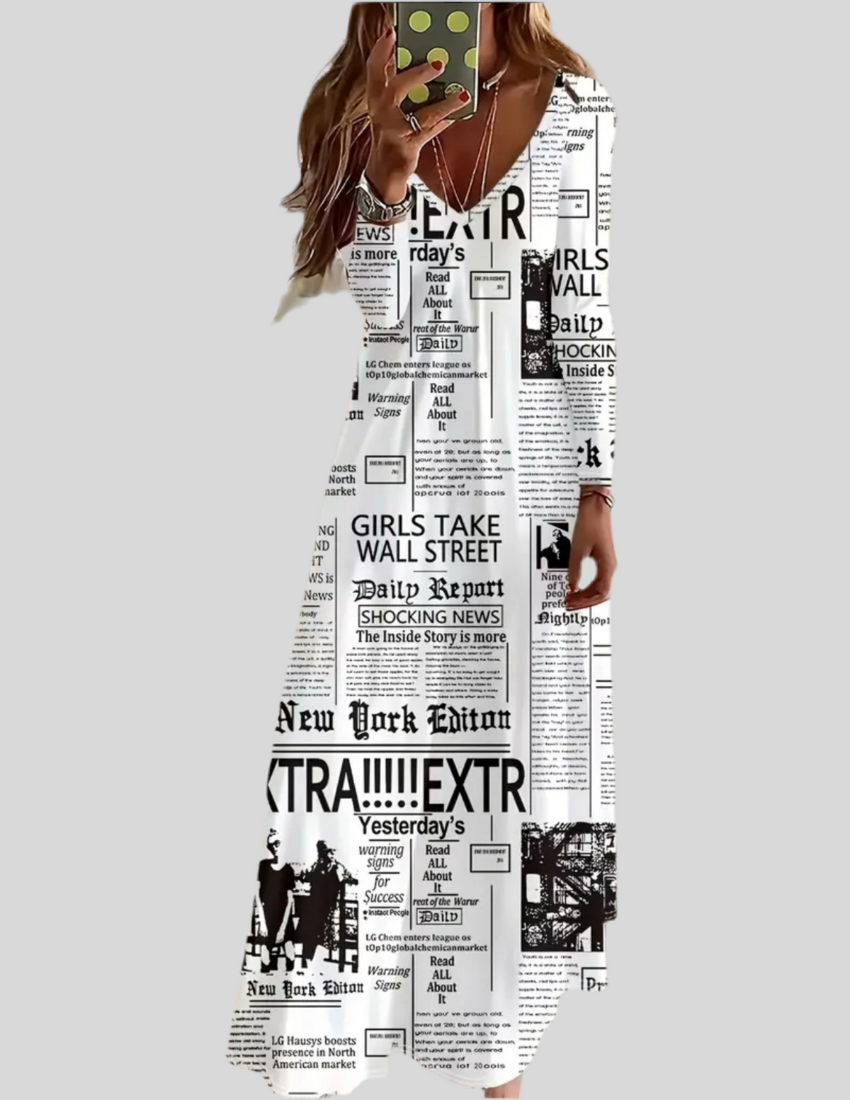 VESTIDO LARGO DE LYCRA NEWSPAPER