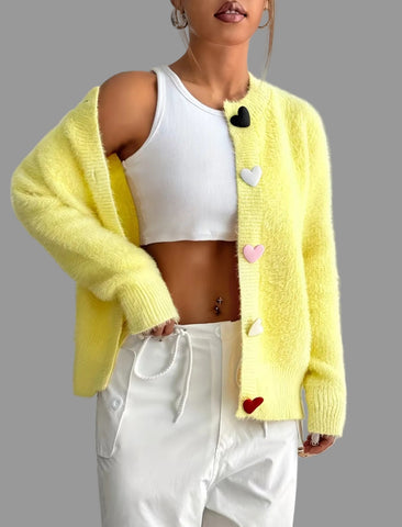 CHAQUETA DE PUNTO BOTON CORAZON 8 CLRS