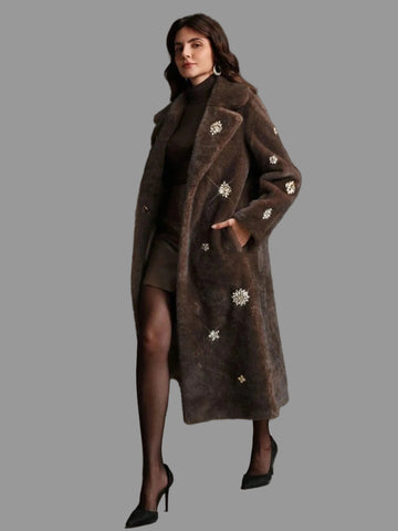 ABRIGO FAUX FUR CON BRILLANTES