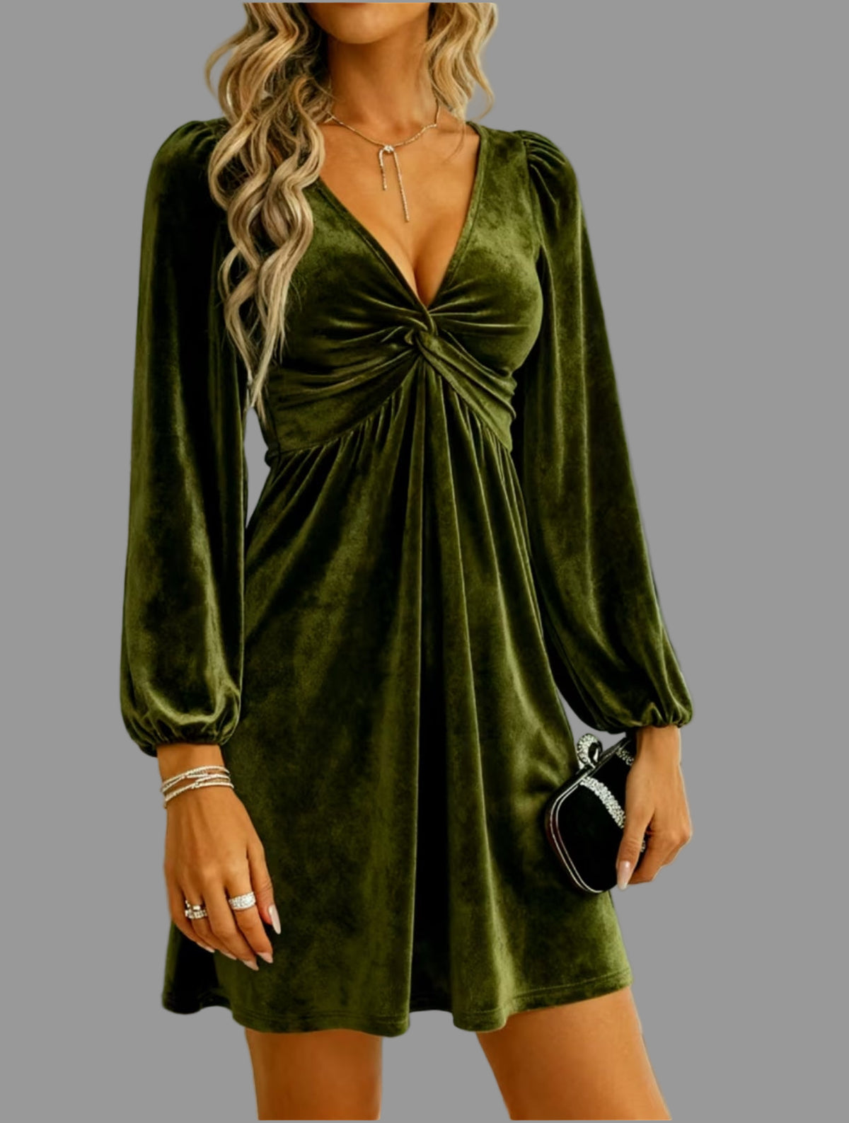 VESTIDO TERCIOPELO ESCOTE UVE 2 CLRS