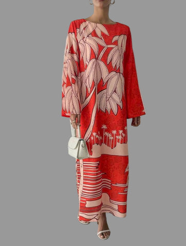 KAFTAN ESTAMPADO EN CORAL