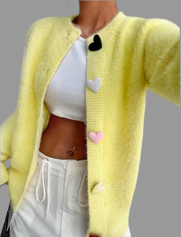 CHAQUETA DE PUNTO BOTON CORAZON 8 CLRS
